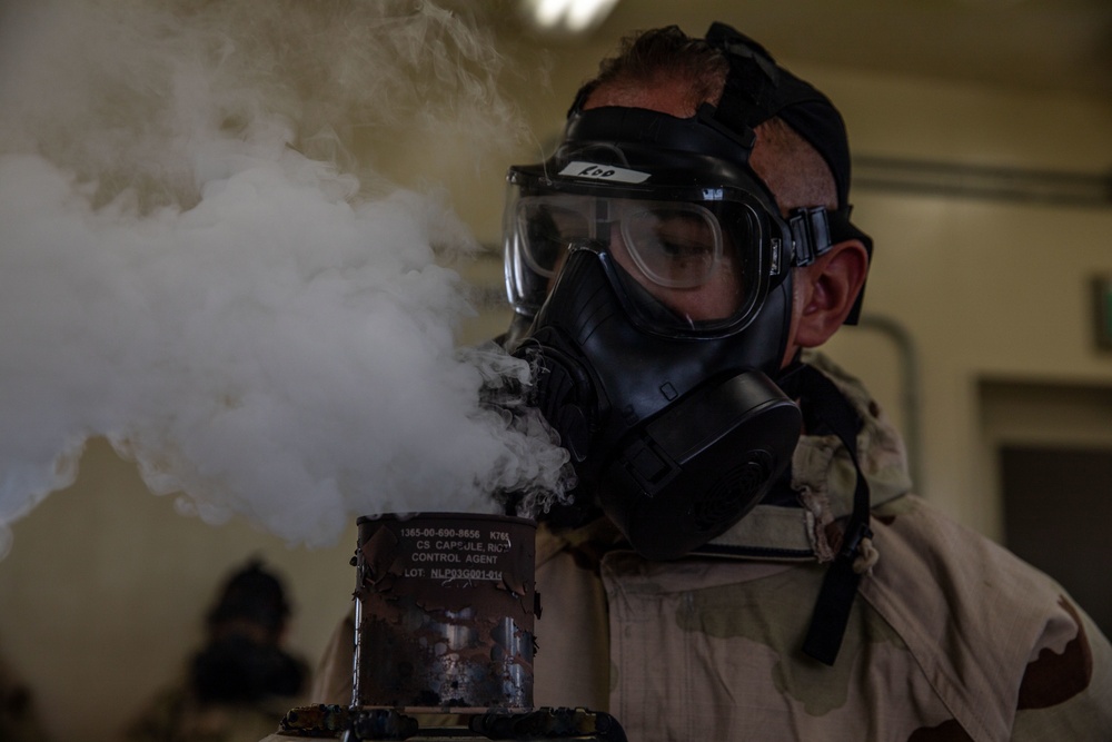 U.S. Marines with MAG-12 conduct CBRN training