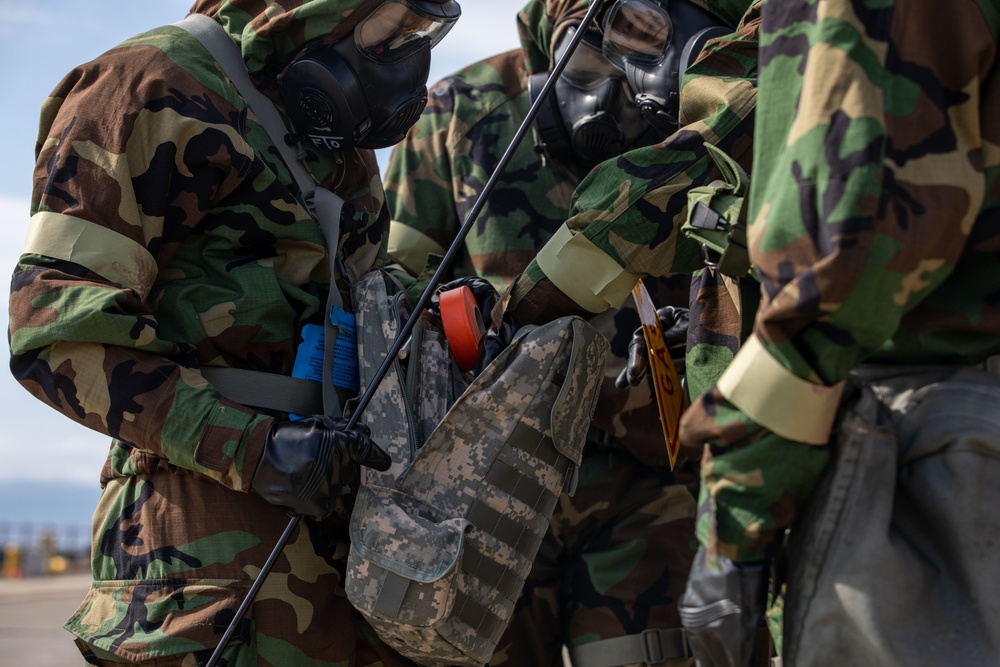 U.S. Marines with MALS-12 conduct CBRN training