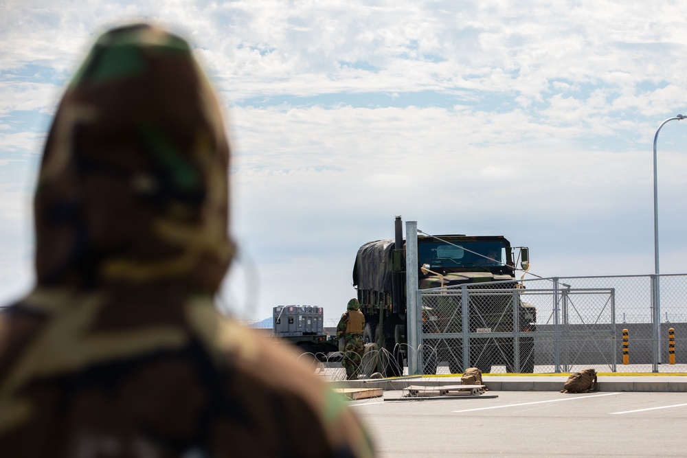 U.S. Marines with MALS-12 conduct CBRN training