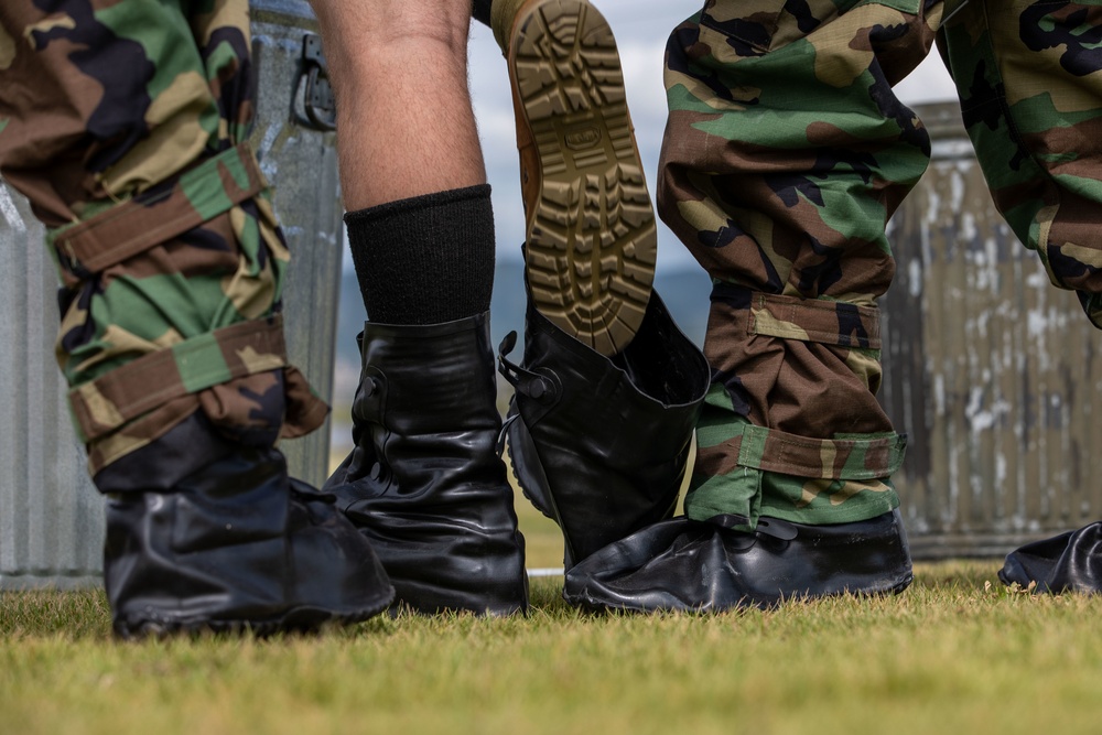 U.S. Marines with MALS-12 conduct CBRN training