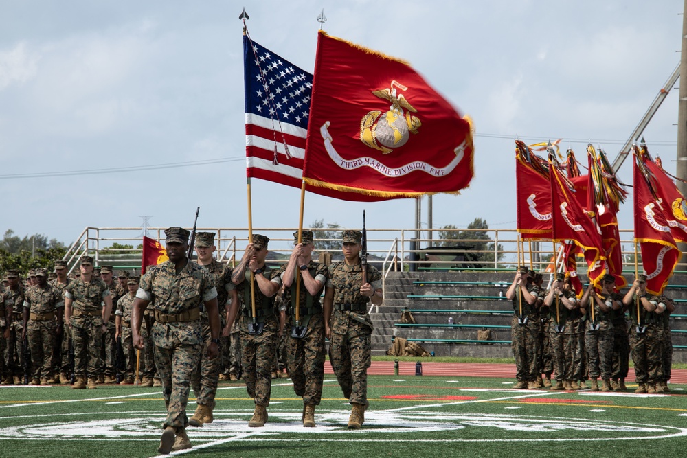 3d Marine Division battle colors rededication ceremony rehearsal