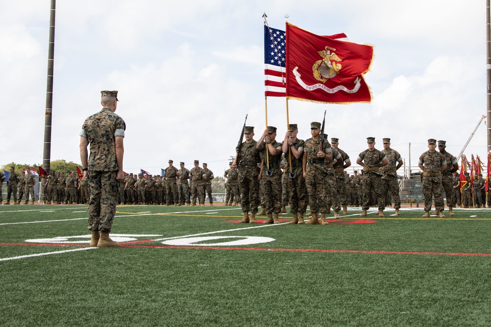 3d Marine Division battle colors rededication ceremony rehearsal