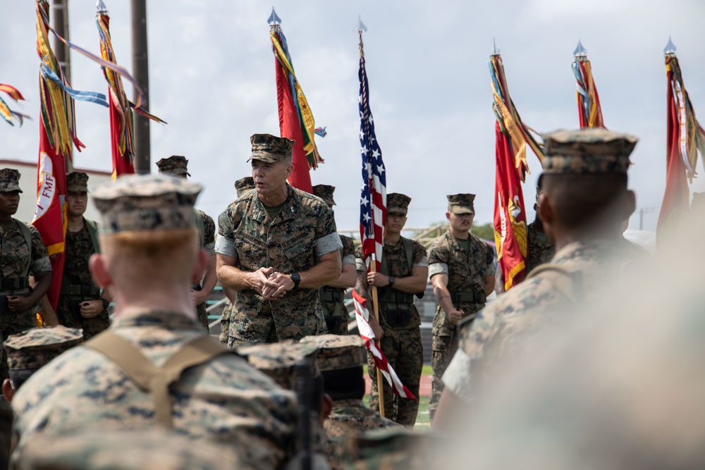 3d Marine Division battle colors rededication ceremony rehearsal