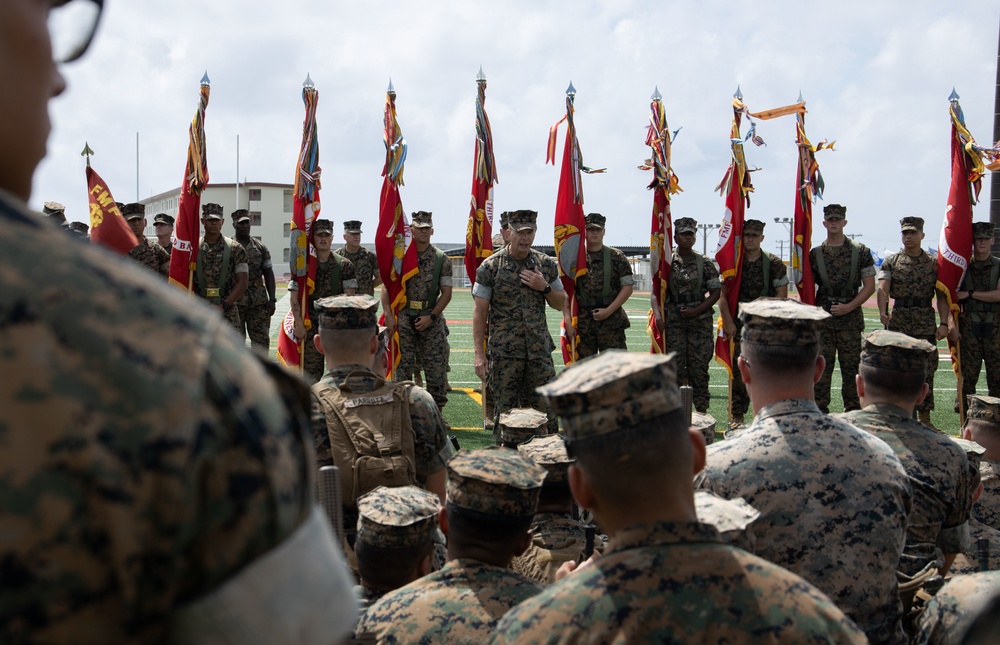 3d Marine Division battle colors rededication ceremony rehearsal