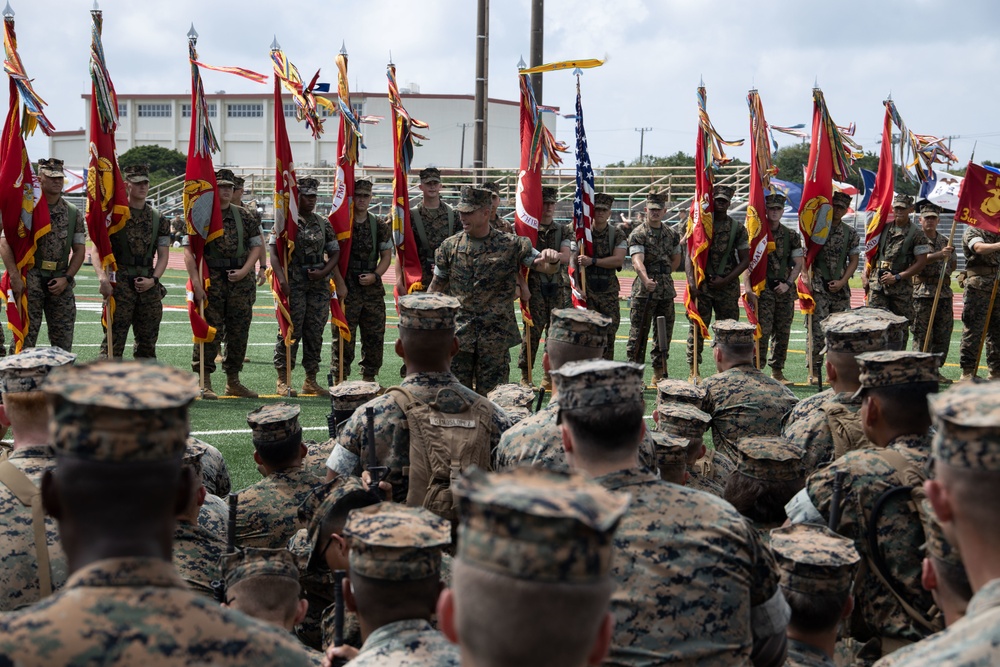 3d Marine Division battle colors rededication ceremony rehearsal