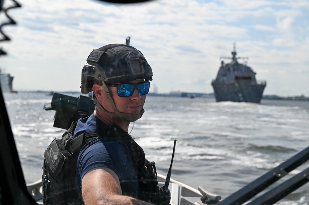 Coast Guard crews escort ships out of Baltimore Harbor during Fleet Week 2022