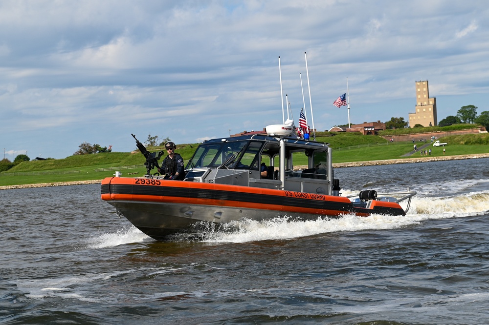 Coast Guard crews escort ships out of Baltimore Harbor during Fleet Week 2022