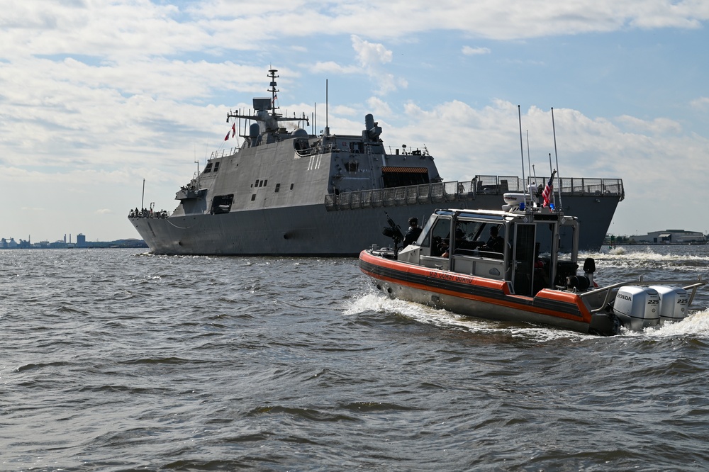 Coast Guard crews escort ships out of Baltimore Harbor during Fleet Week 2022