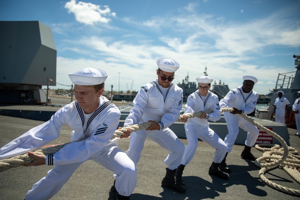 Bainbridge was deployed as part of the Harry S. Truman Carrier Strike Group in support of theater security cooperation efforts and to defend U.S. allied and partner interests.