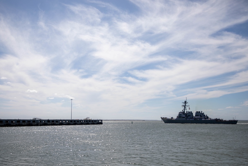 Bainbridge was deployed as part of the Harry S. Truman Carrier Strike Group in support of theater security cooperation efforts and to defend U.S. allied and partner interests.