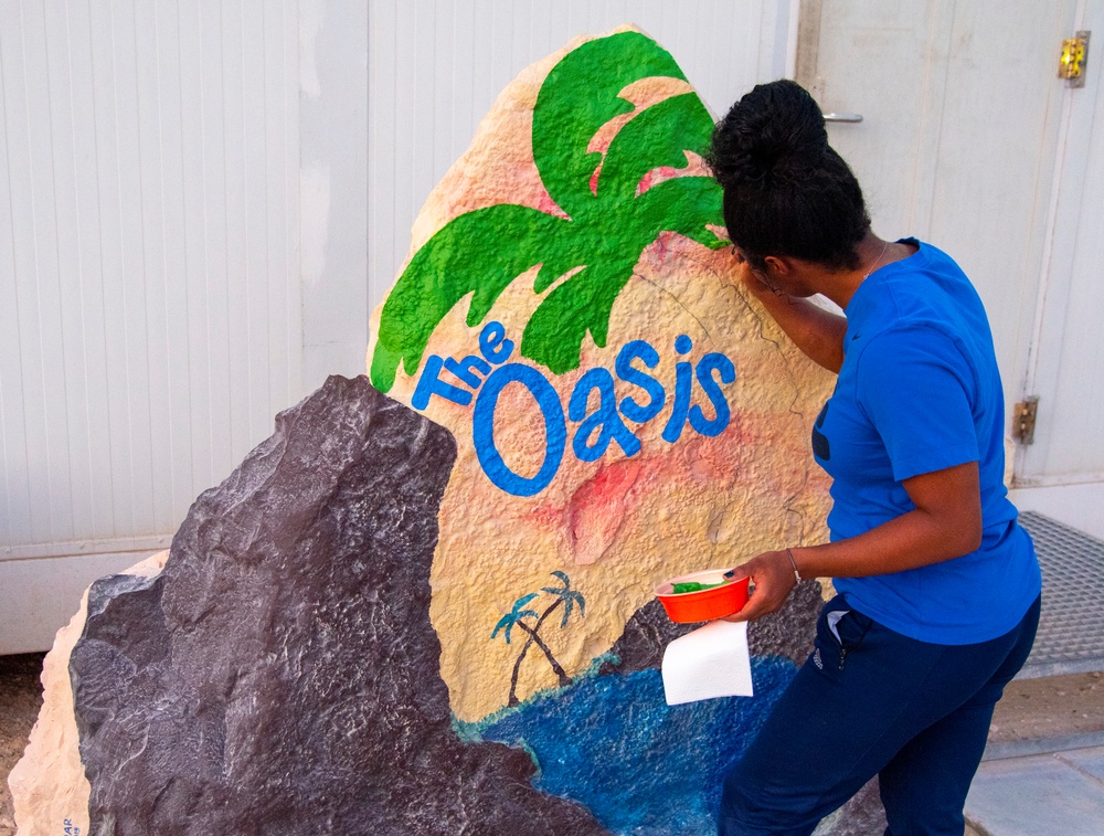 Repainted Oasis Mural for 332d Air Expeditionary Wing