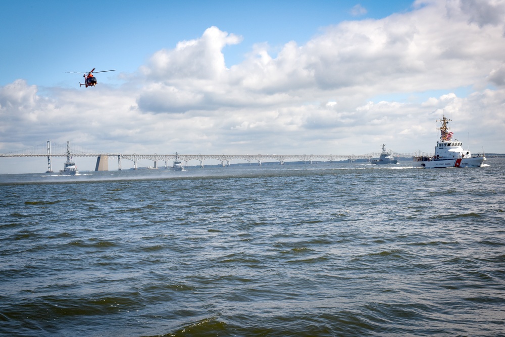 Uruguayan Navy vessel sail away event near Bay Bridge in Annapolis, MD