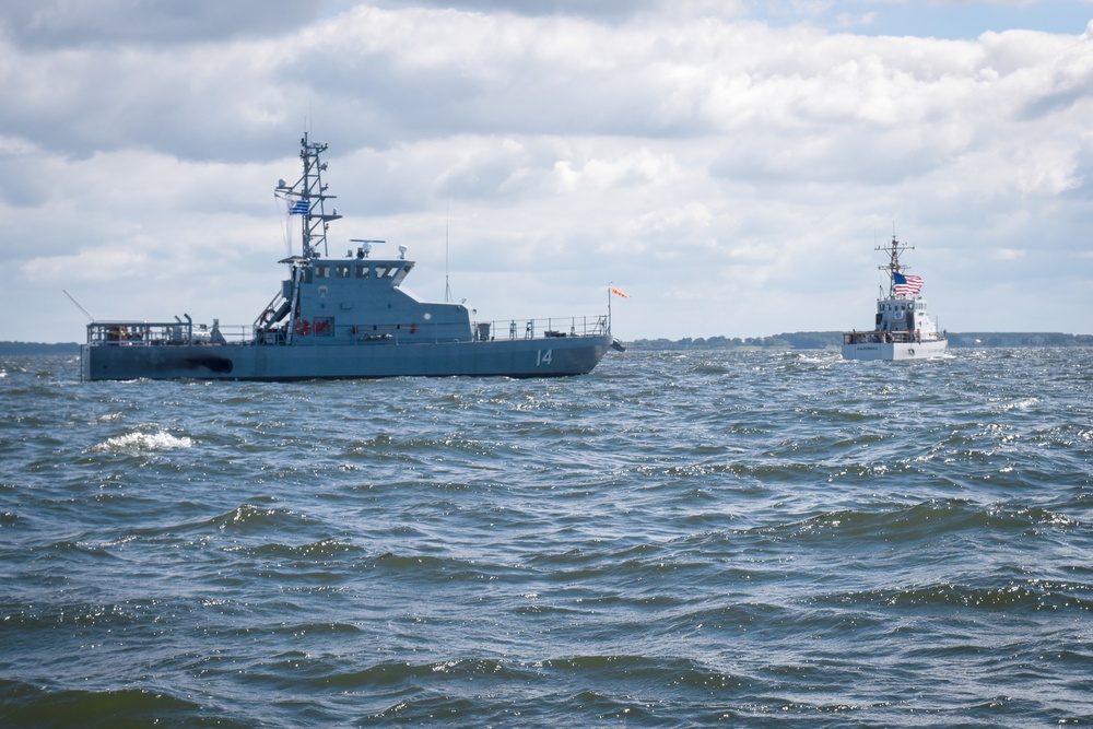 Uruguayan Navy vessel sail away event near Bay Bridge in Annapolis, MD