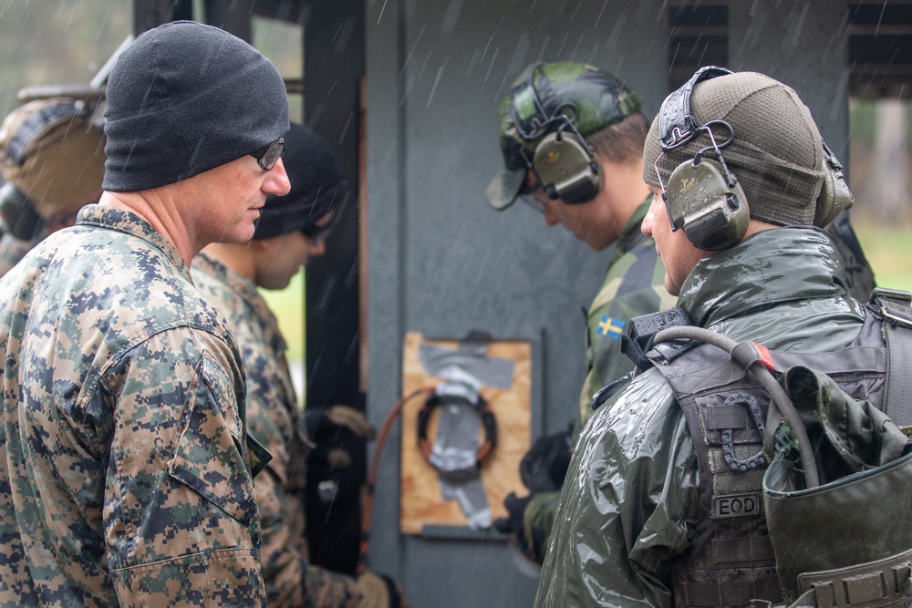 U.S. and Swedish Marines Perform Explosive Training