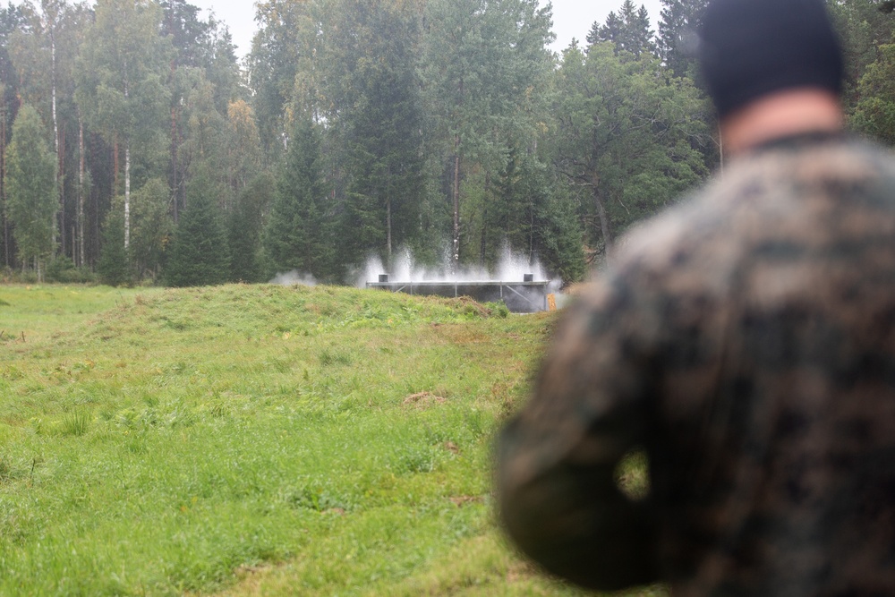 U.S. and Swedish Marines Perform Explosive Training