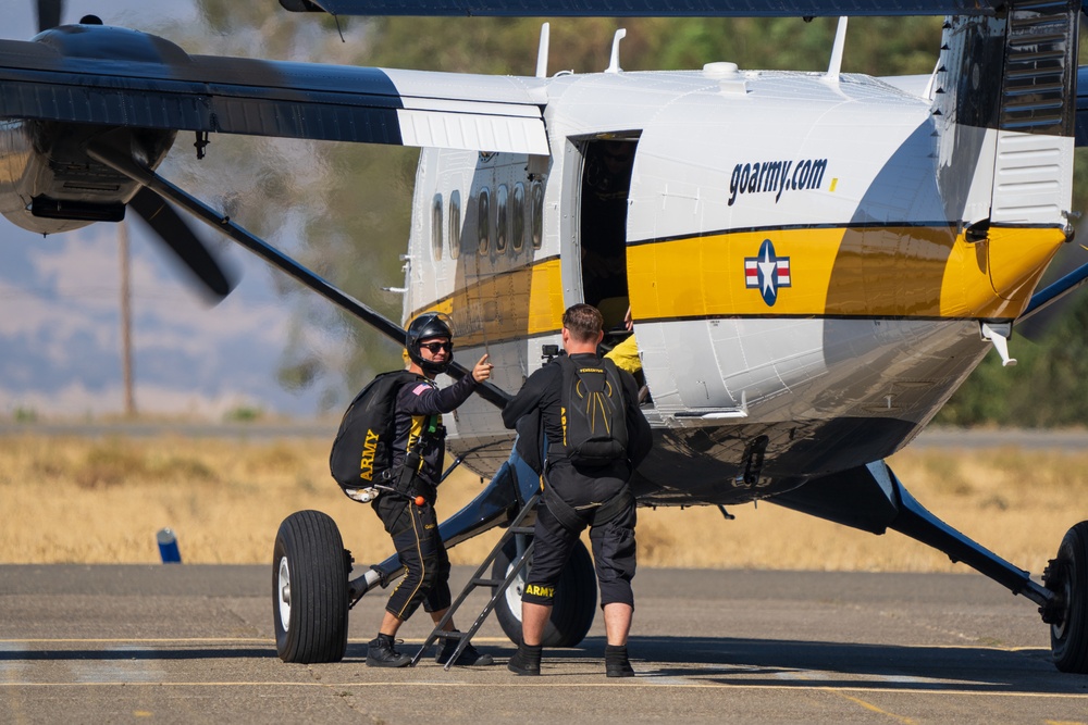 The U.S. Army Parachute Team skydives in Northern California