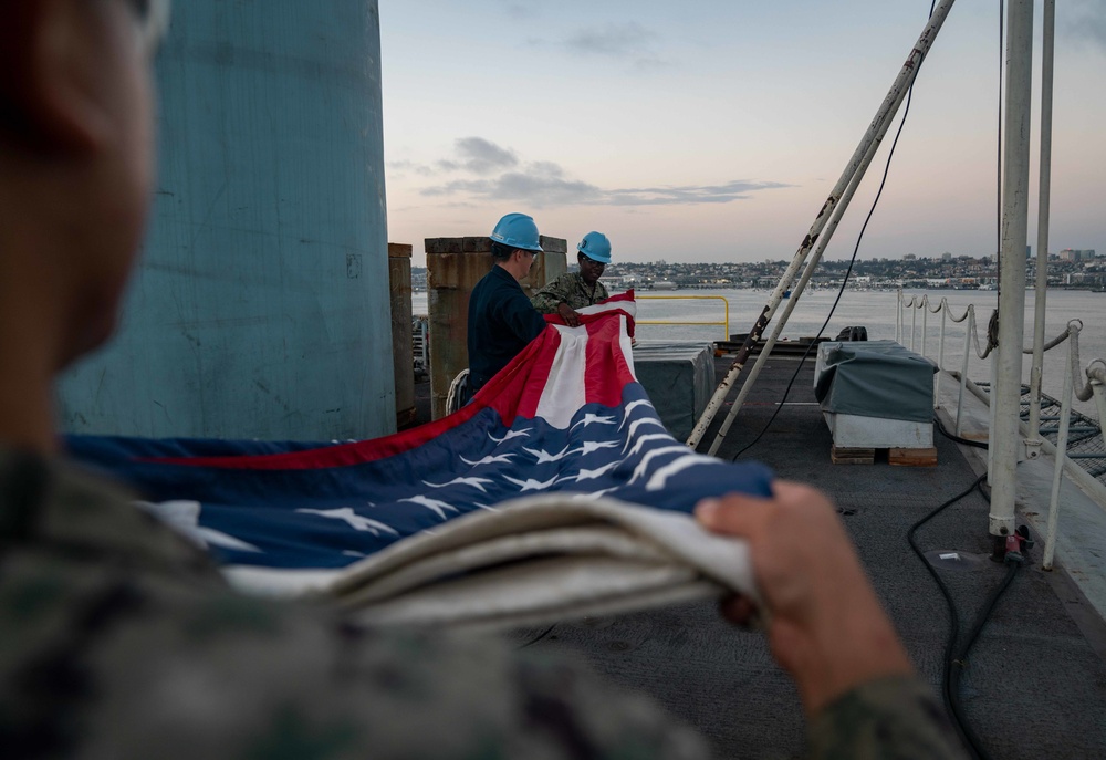 USS Carl Vinson Sailors Perform Colors