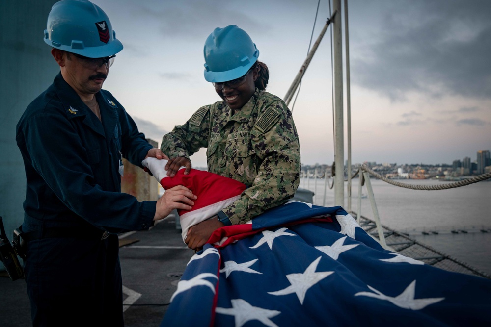 USS Carl Vinson Sailors Perform Colors