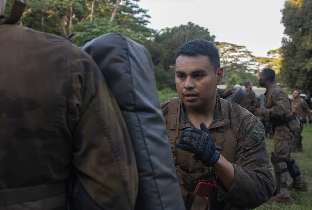 MARFORPAC Marines participate in hand-to-hand combat training during the French Armed Forces Aito Course