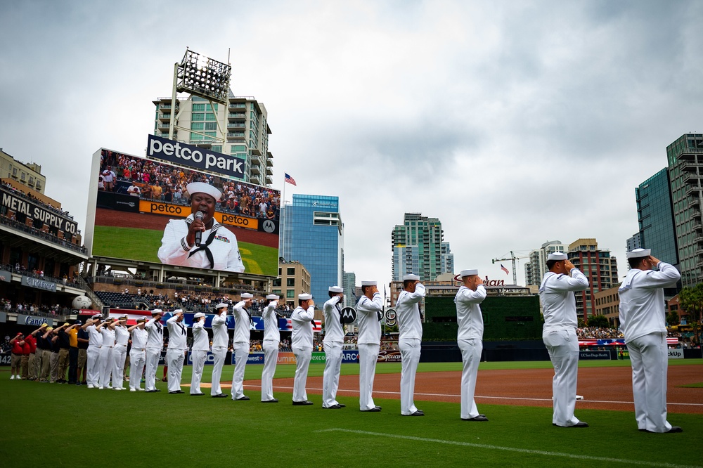 USS Carl Vinson (CVN 70) Sailors Participate in San Diego Padres Salute