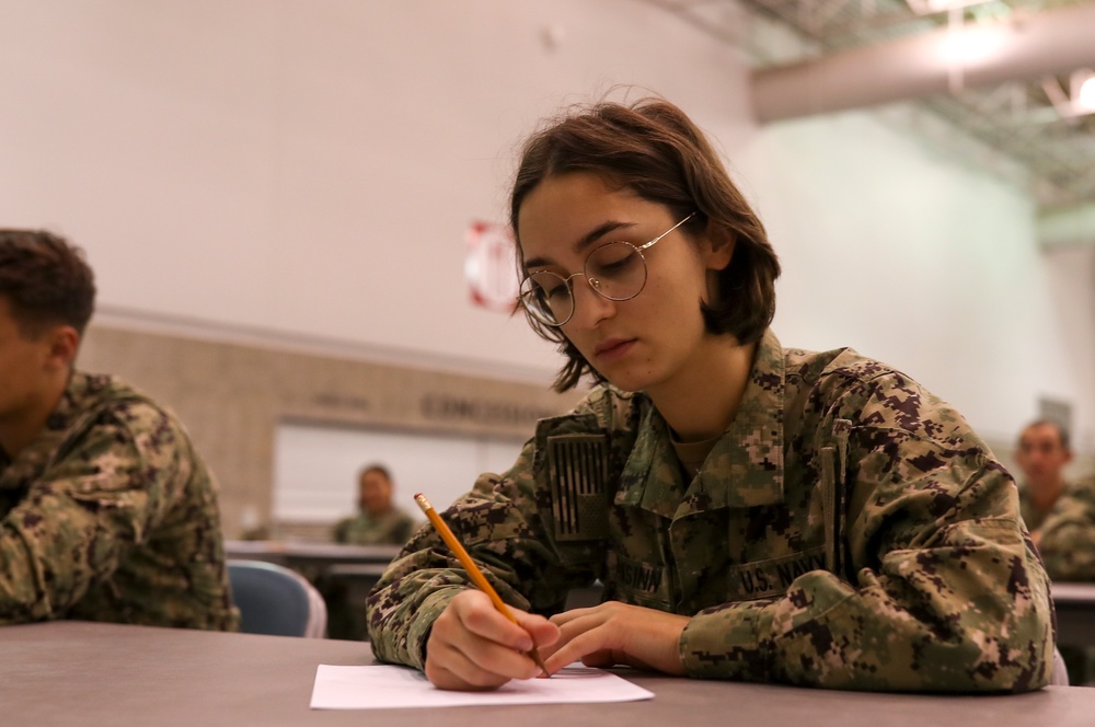 USS George Washington Sailors take Navy Advancement Exam