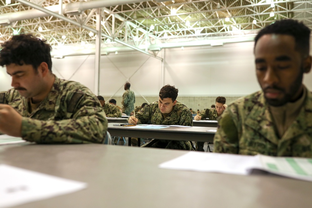 USS George Washington Sailors take Navy Advancement Exam