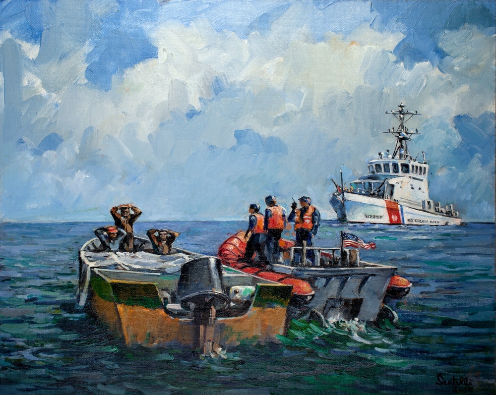 US Coast Guard Art Program 2016 Collection, Ob ID# 201621, &quot;Baja California Intercept, Dino Sistillo (21 of 26)