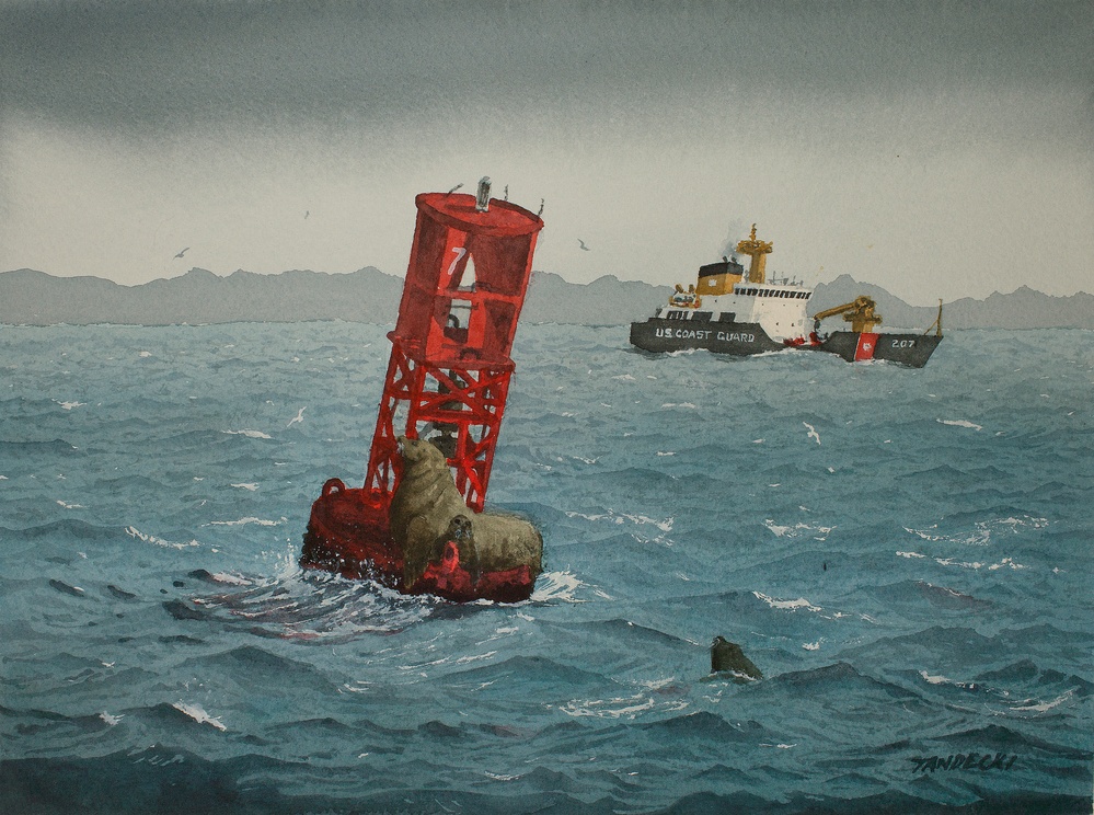 US Coast Guard Art Program 2016 Collection, Ob ID# 201622, &quot;Buoy Maintenance.&quot; Robert Tandecki (22 of 26)