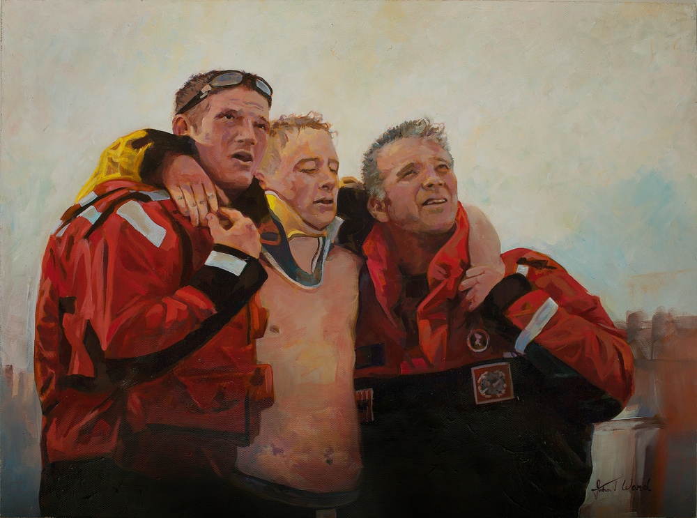 US Coast Guard Art Program 2016 Collection, Ob ID# 201625, &quot;Rescue in Humboldt Bay,&quot; John Ward (25 of 26)