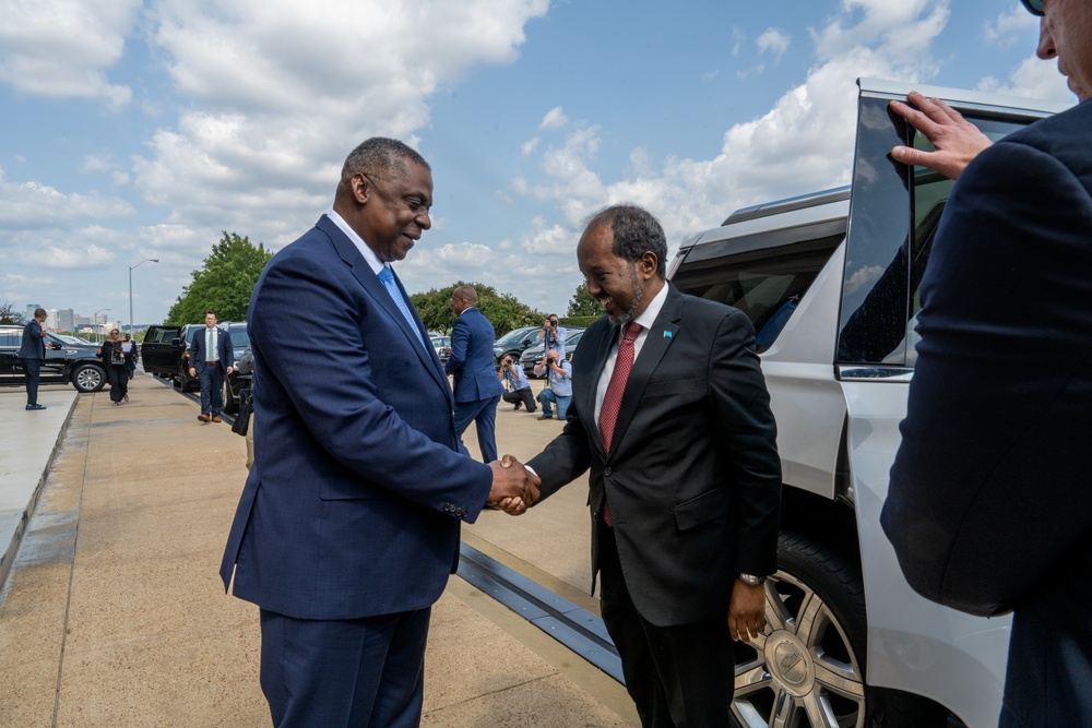 Secretary Austin hosts Somali President Hassan Sheikh