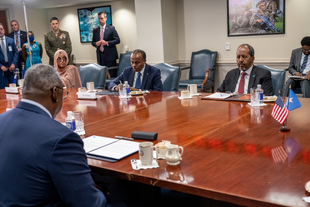 Secretary Austin hosts Somali President Hassan Sheikh