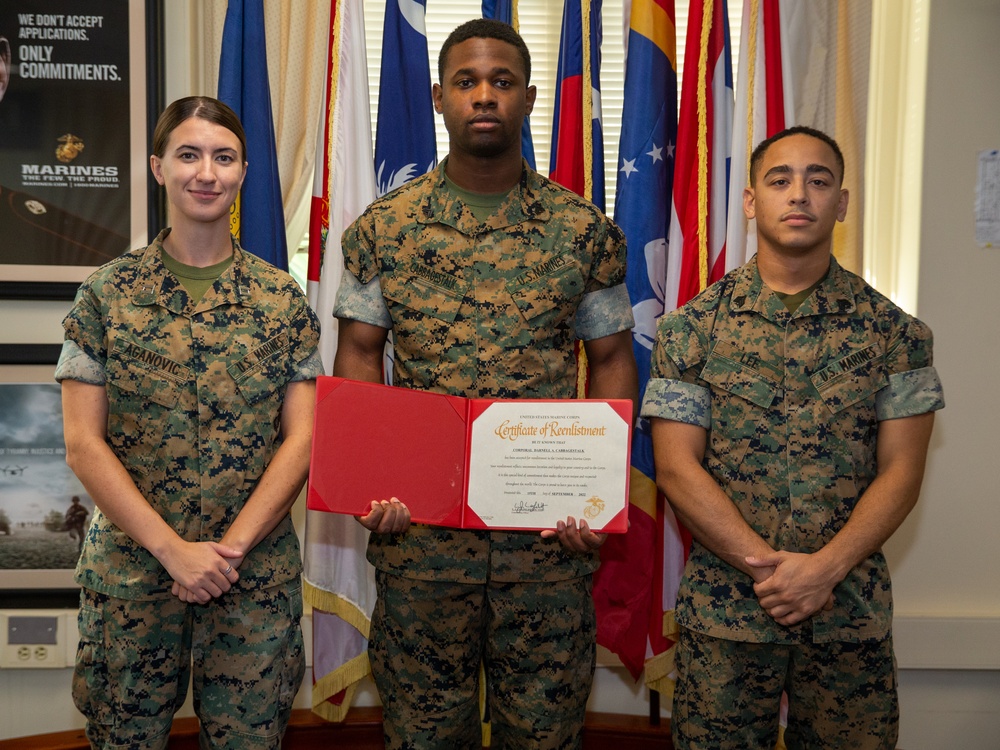 Cpl. Darnell A. Cabbagestalk's reenlistment ceremony