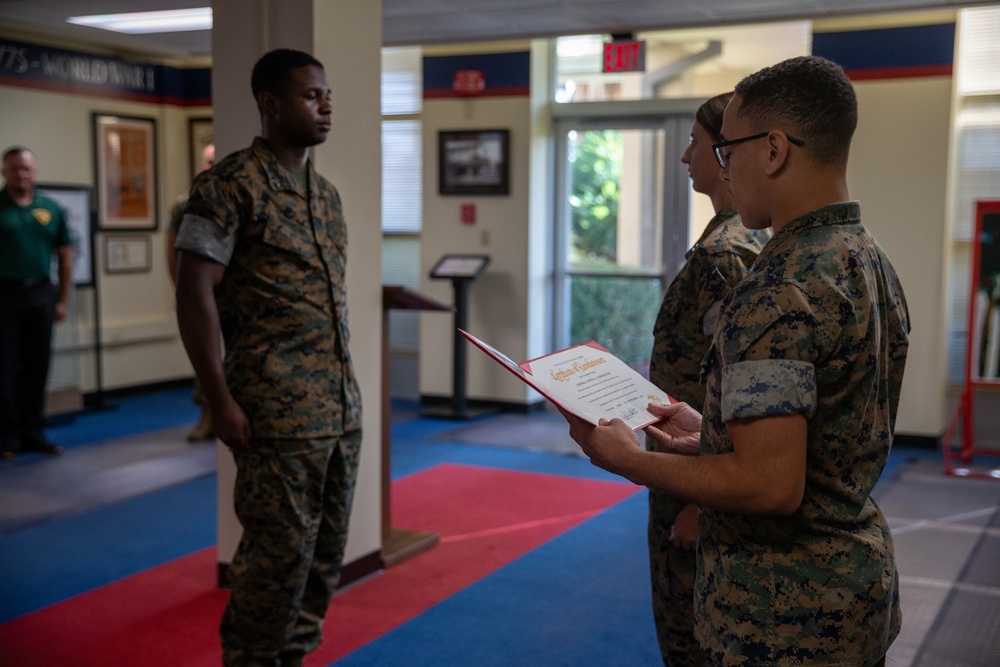 Cpl. Darnell A. Cabbagestalk's reenlistment ceremony