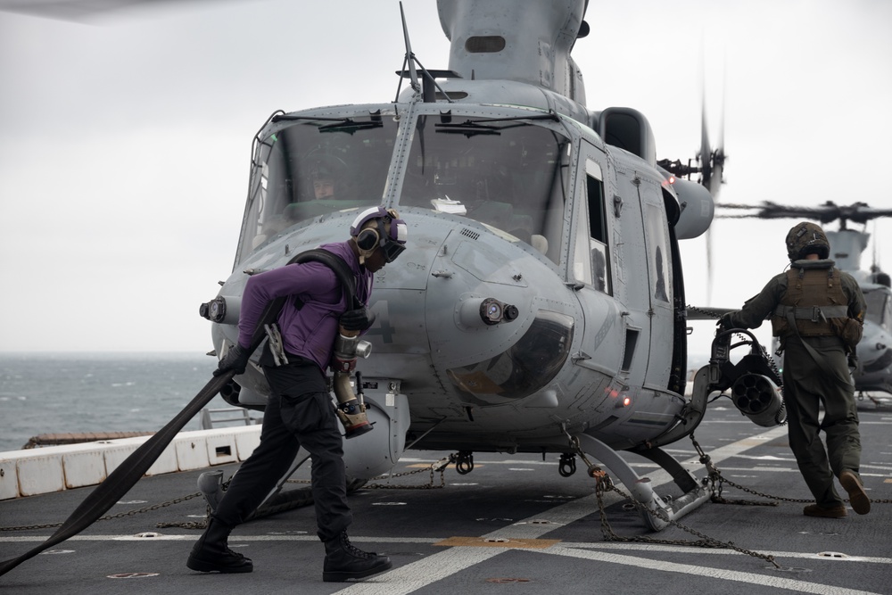 UNITAS 2022: Marines land in UH-1Y Venom Helicopters aboard USS Mesa Verde (LPD 19)