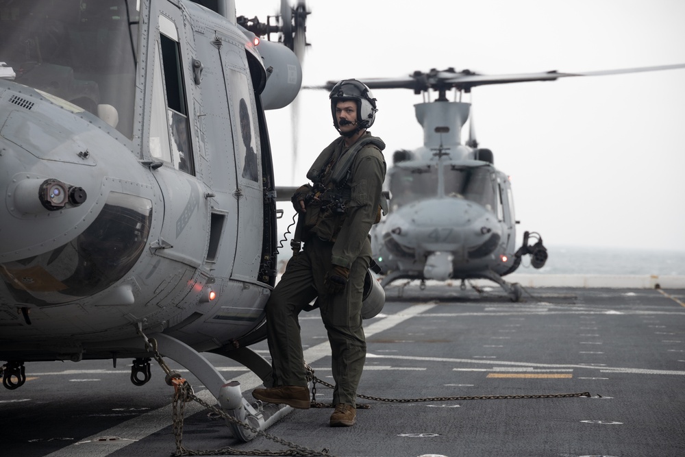 UNITAS 2022: Marines land in UH-1Y Venom Helicopters aboard USS Mesa Verde (LPD 19)