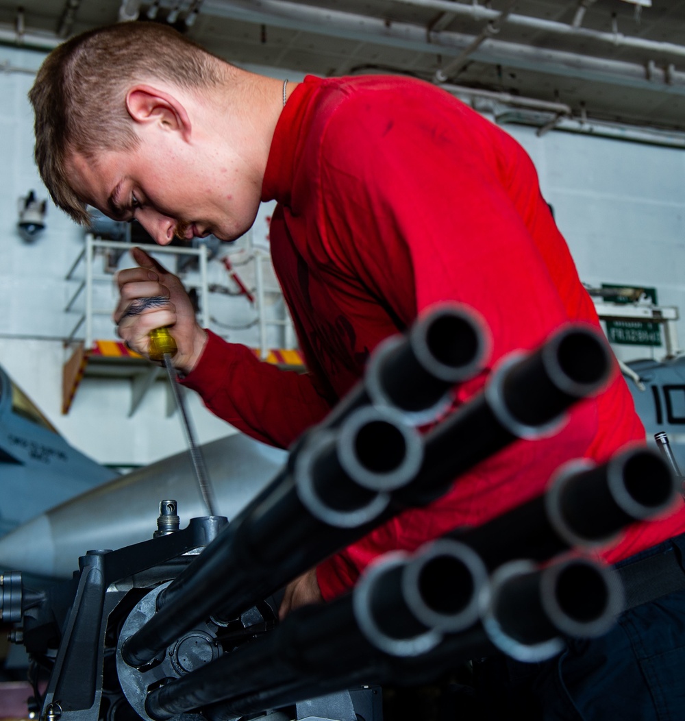 USS Ronald Reagan (CVN 76) Sailors conduct maintenance