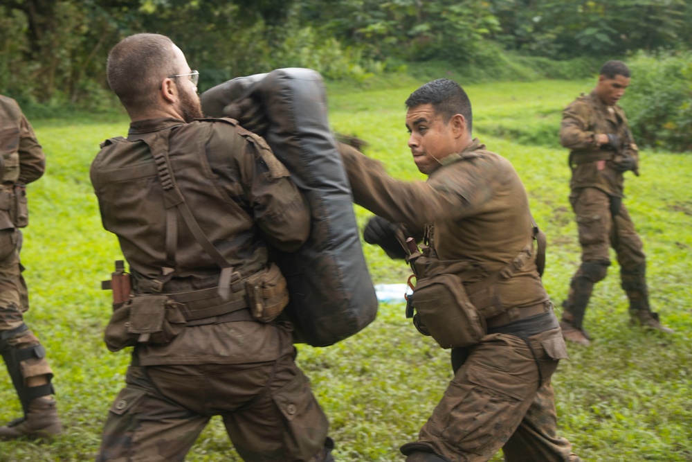 MARFORPAC Marines participate in hand-to-hand combat training during the French Armed Forces Aito Course