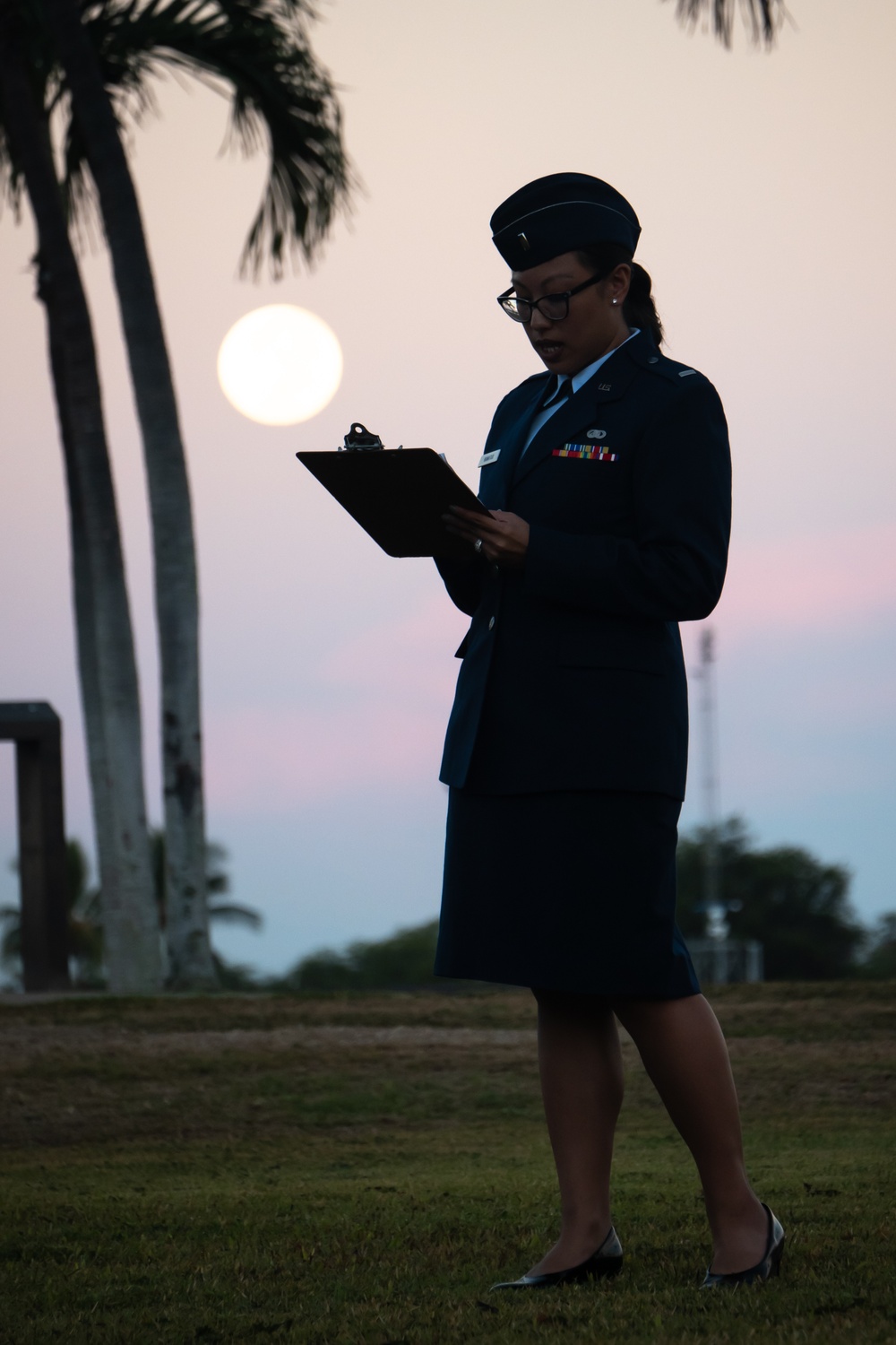 Harvest moon appears during role call