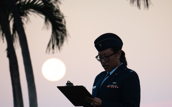 Harvest moon appears during role call