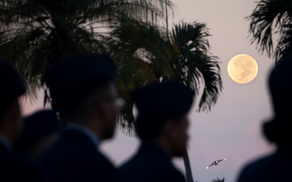 Harvest moon appears during role call