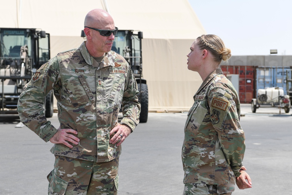 Maj. Gen. Quinn engages with Airmen of ADAB