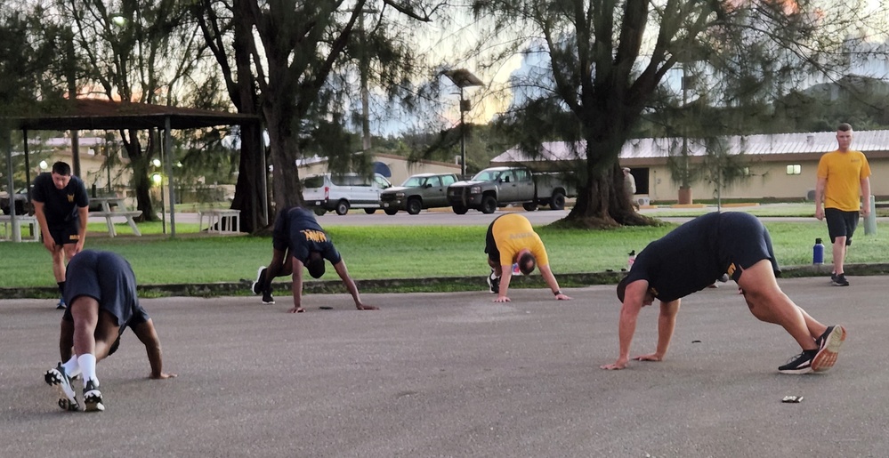 Seabees PT at Camp Covington, Guam