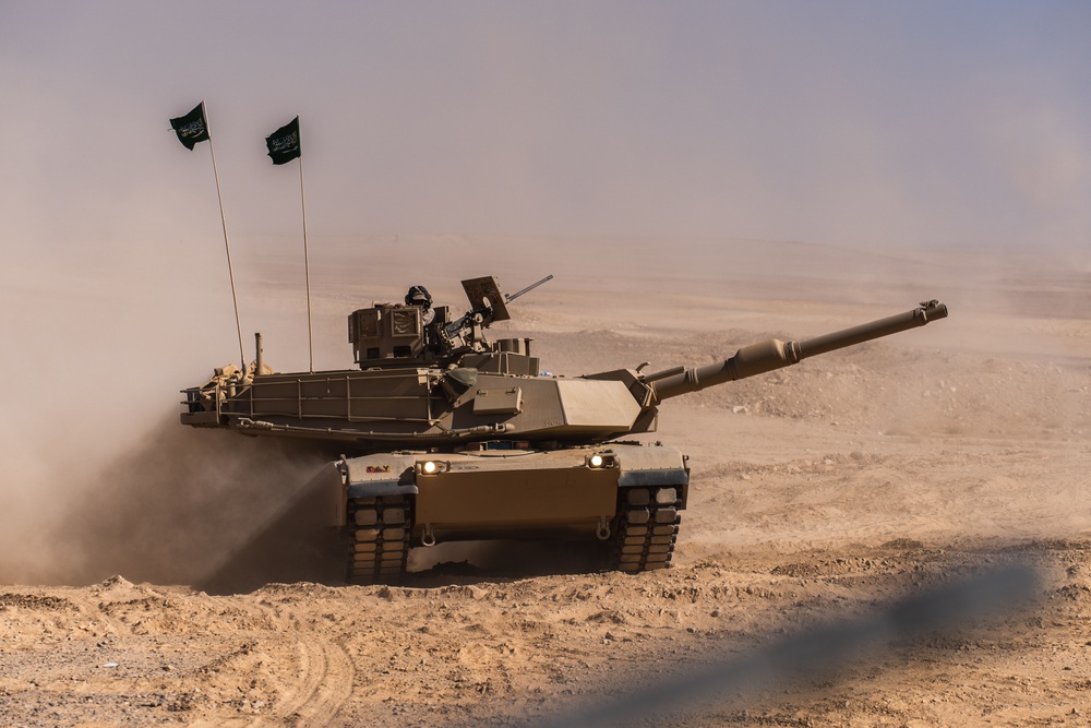 Saudi tank moves into position