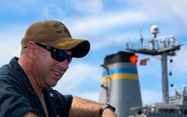 USS Higgins Conducts RAS With USNS Big Horn