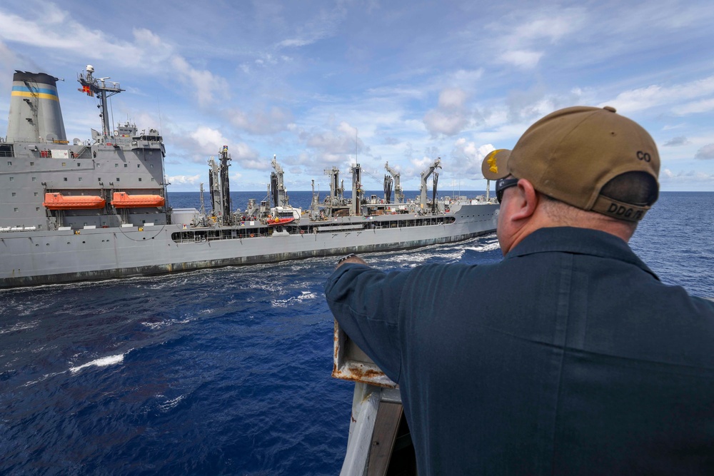 USS Higgins Conducts RAS With USNS Big Horn