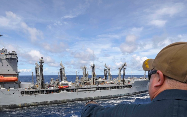 USS Higgins Conducts RAS With USNS Big Horn