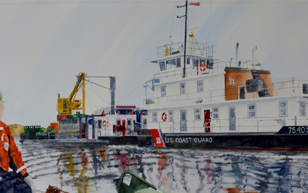 US Coast Guard Art Program 2017 Collection, Ob ID# 201701,  &quot;Retrieving channel markers,&quot; Daven Anderson (1 of 33)