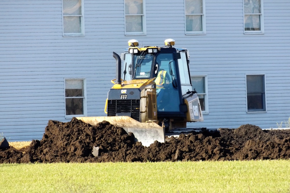 Final exterior grading takes place at fiscal year 2020-funded barracks project at Fort McCoy