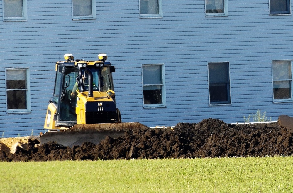 Final exterior grading takes place at fiscal year 2020-funded barracks project at Fort McCoy