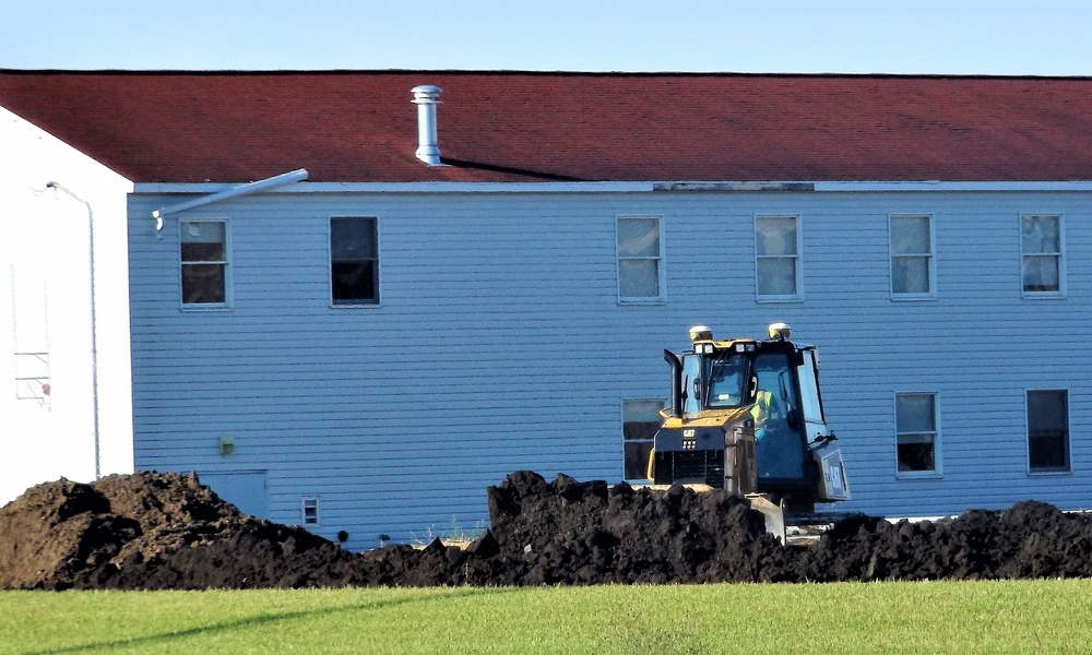 Final exterior grading takes place at fiscal year 2020-funded barracks project at Fort McCoy